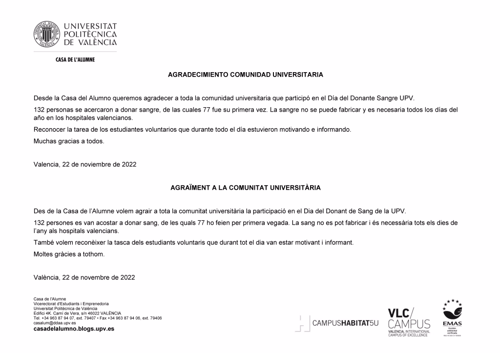 AGRADECIMIENTO COMUNIDAD UNIVERSITARIA